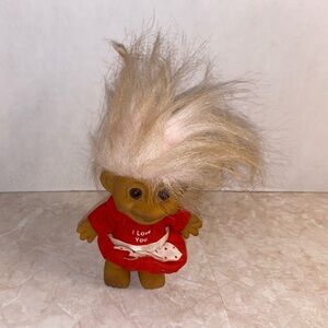 Vintage Russ Troll 4.5” I Love You Doll With Pink Hair (18202)